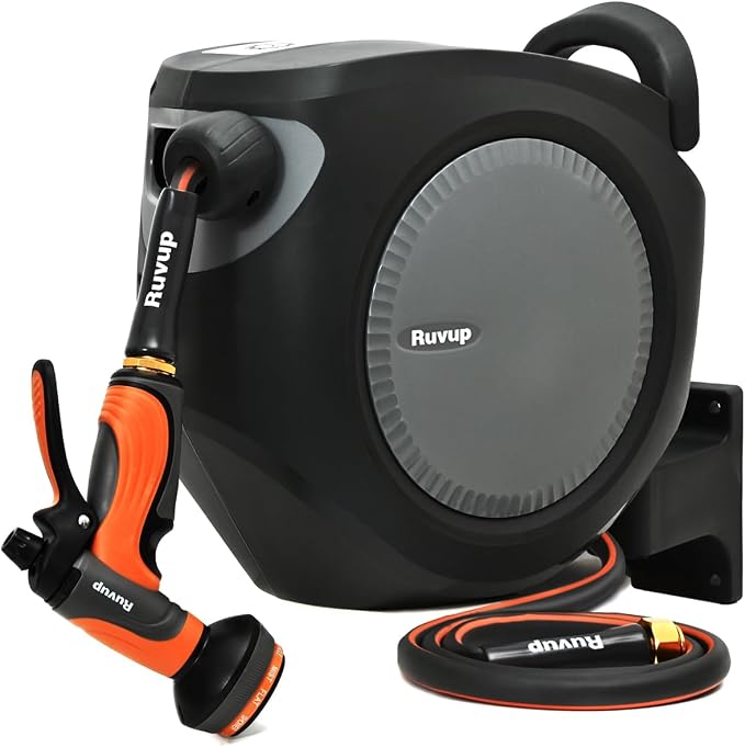 Ruvup Retractable Garden Hose Reel, 1/2in x 50ft Water Hose Reel by Ruvup