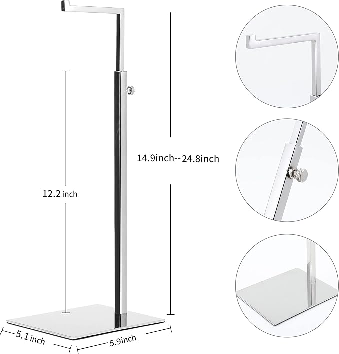 2 Pack Handbag Display Stands, Adjustable Height Stainless Steel Hanger Rack - Image 2