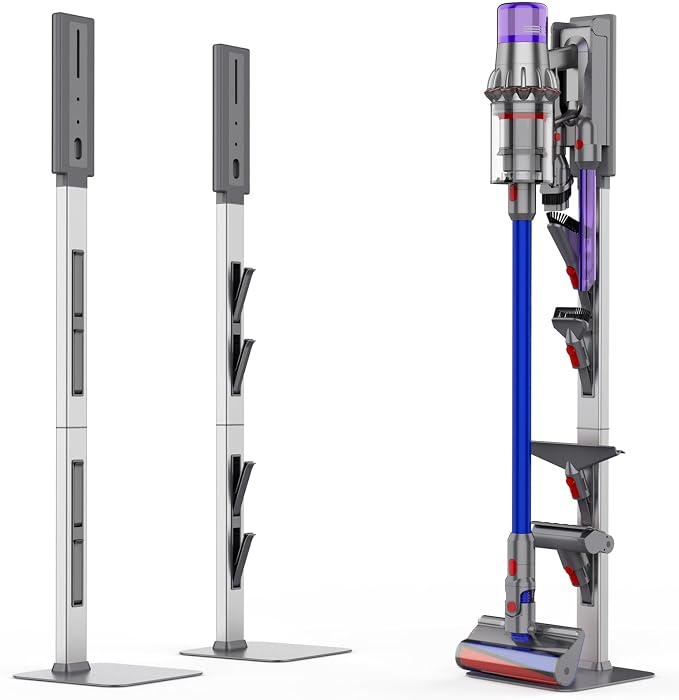 Vacuum Stand for Dyson with Foldable Storage Hooks and Heavy-Duty Carbon Steel by Unknown
