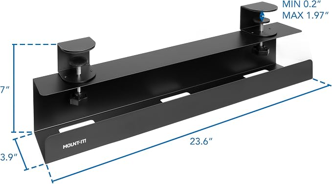Mount-It! Clamp-On Under Desk Cable Management Tray – No-Drill Metal Cable - Image 5