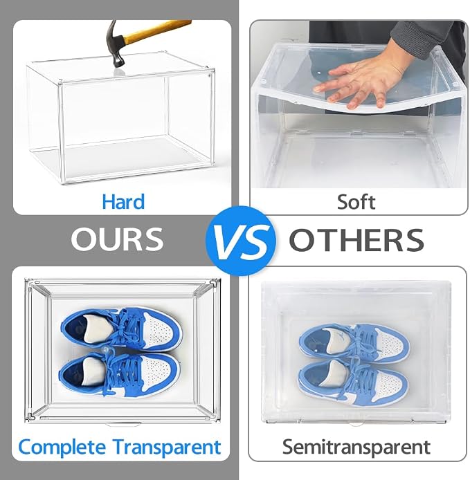 Size 14 Large Clear Shoe Storage Boxes Stackable, Acrylic Shoe Boxes Sneaker - Image 2