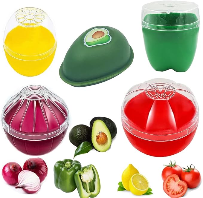 5 Pieces Fruit and Vegetable Shaped Savers Keepers Storage Containers by Yamesu