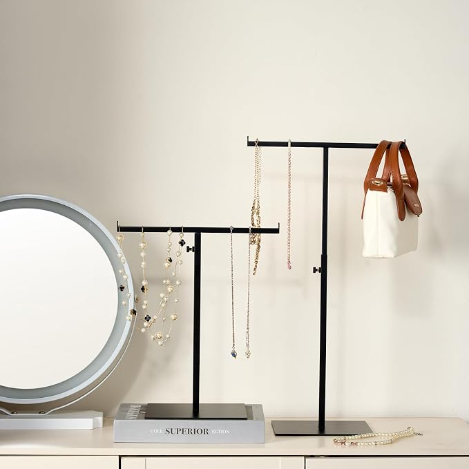 Display Stand Stainless Steel Jewelry Towers Bag Stand Tabletop Double Hook - Image 3