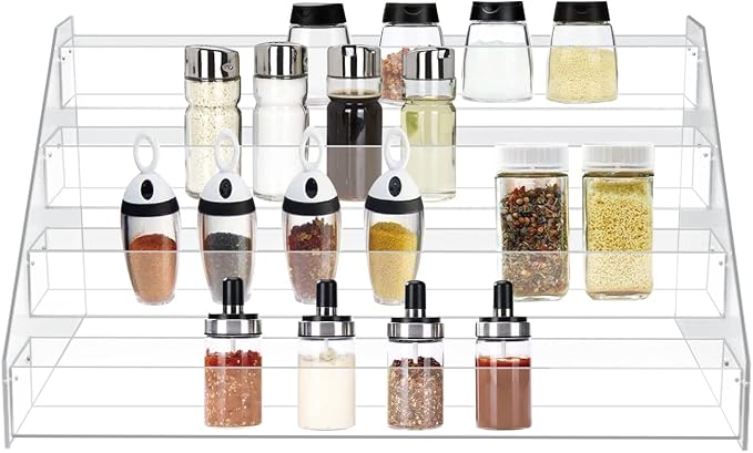 WUIVIUT Spice Rack Organizer For Cabinet, 3 in/Tier Acrylic Tiered Spice Shelf by WUIVIUT
