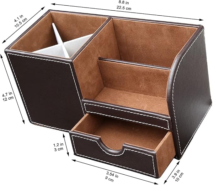 KINGFOM Desk Organizer Office Supplies Caddy Pu Leather Multi-function Storage - Image 3