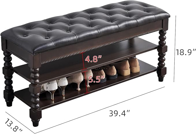 LEILISI Shoe Bench, Wood Storage Bench - Image 2
