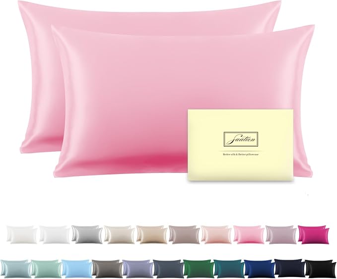 Silk Pillowcase for Hair and Skin, Breathable and Sliky 100% Standard Size by Suatien