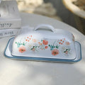 Enamel Butter Dish with Lid Vintage Enamelware Butter Holder with Flower Design by ZZornamentorum