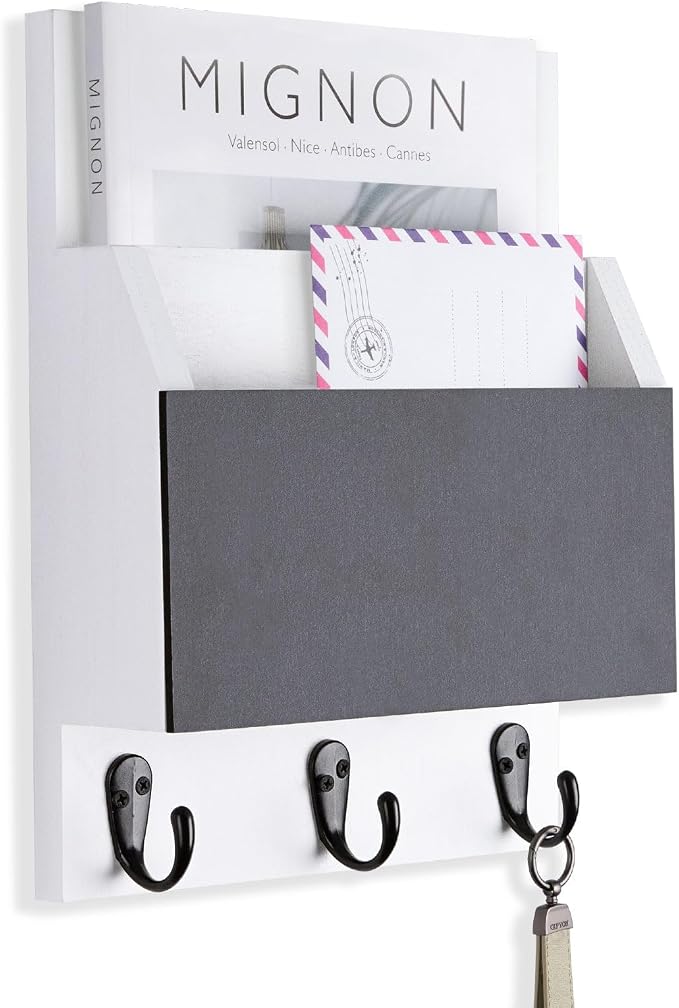 Key and Mail Holder for Wall Mount, Entryway Mail Holder by Lucundm