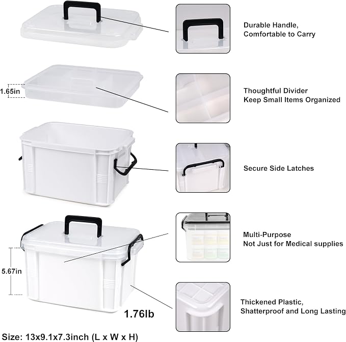 15qt White Medicine Organizer Storage Box - Image 3