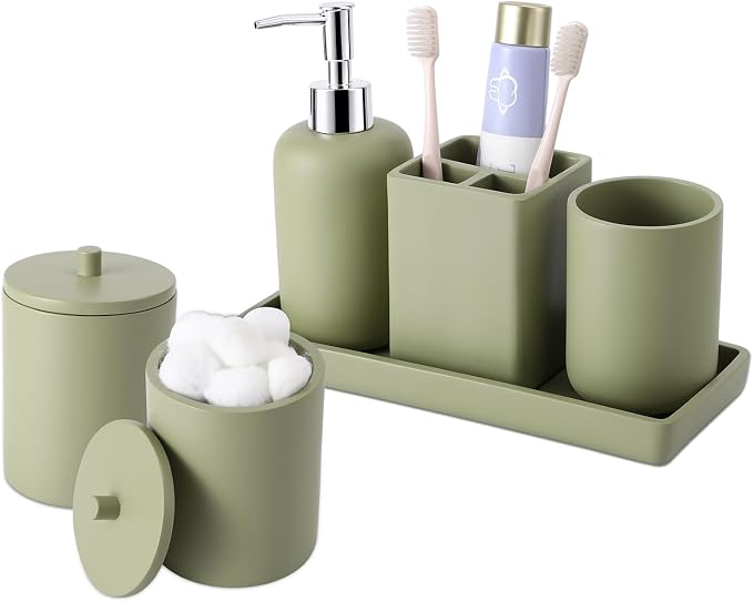 Resin 6 Pcs Green Bathroom Set Complete by BetterbathroomwithXLHOME