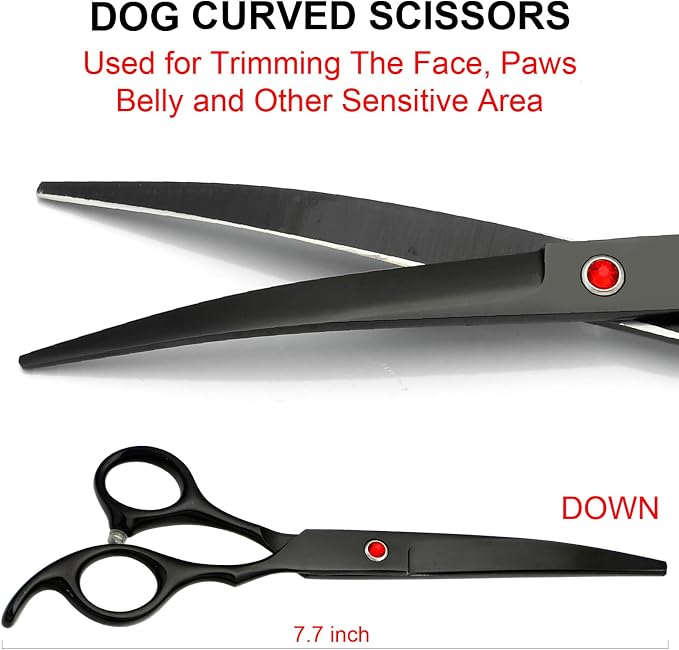 Professional Dog Grooming Scissors kit Black 5 in 1, Dog Shears - Image 3