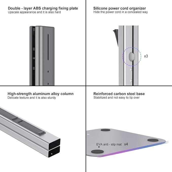 Vacuum Stand for Dyson with Foldable Storage Hooks and Heavy-Duty Carbon Steel - Image 7