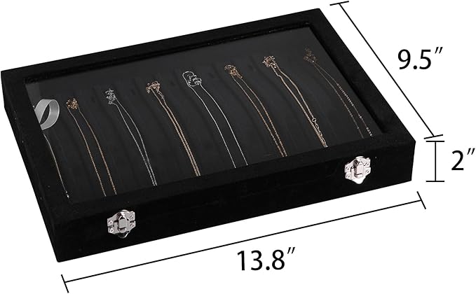 Frebeauty 15 Hooks Necklace Tray Velvet Neckalce Organizer - Image 2