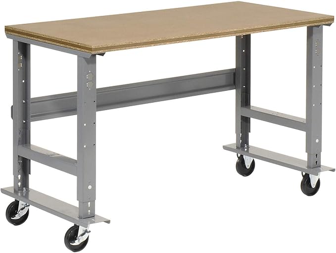 Global Industrial Mobile Adjustable Height Workbench, Shop Square Edge by GlobalIndustrial