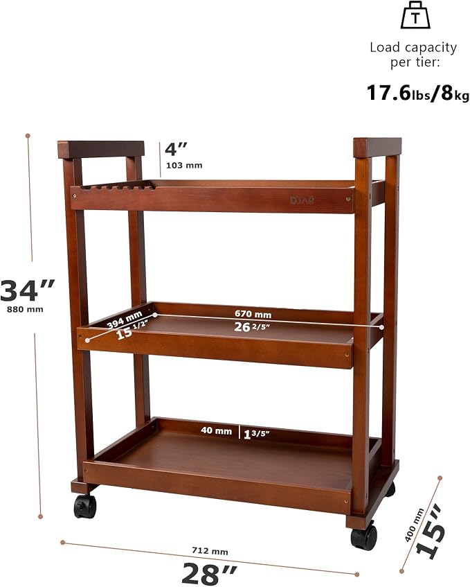 DJAR Rolling Art Supplies Cart, Solid Beech Wood Art Supply Organizert - Image 2