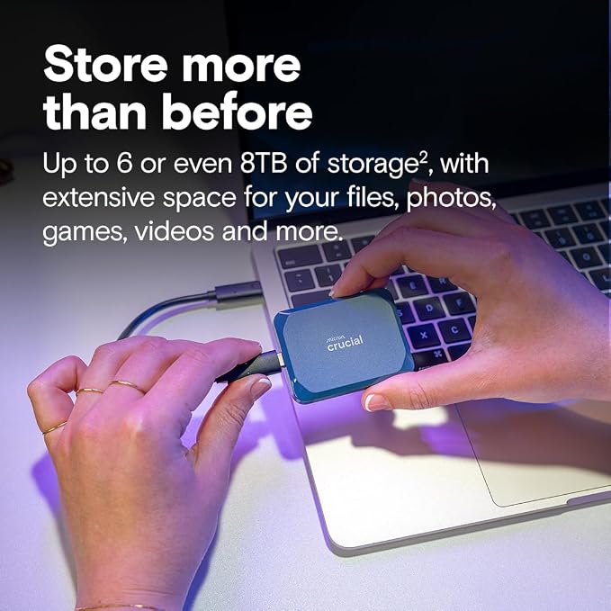Crucial X10 2TB Portable SSD, USB 3.2 USB-C, External Solid State Drive - Image 2