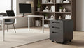 Modern 3-Drawer Mobile File Cabinet, Dark Grey Metal Filing Cabinet by FEBORY