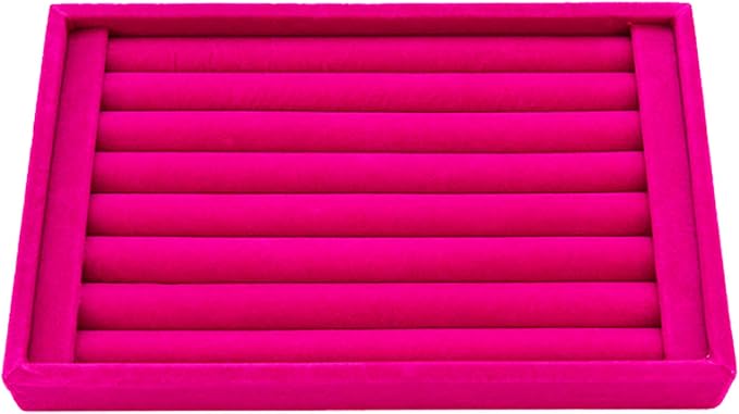 Tinsow Stackable 7 Slots Jewelry Rings Pink Earrings Tray Velvet Showcase - Image 7