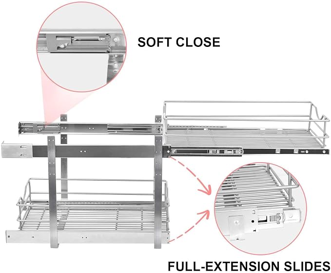 2 Tier Pull Out Cabinet Organizer, Soft Close Slide Out Drawer - Image 5