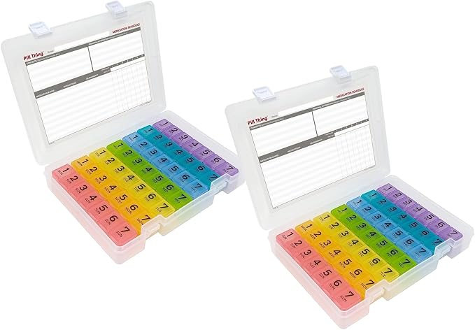 7 Times a Day Weekly Pill Box Organizer Case, Secure 7X Pillbox by PillThing