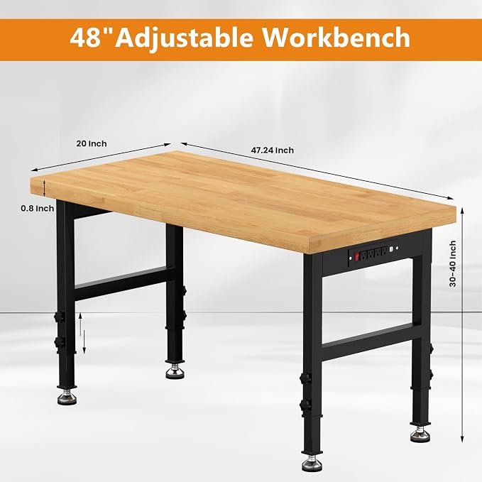 48" Work Bench, Adjustable Height Workbench - Image 2