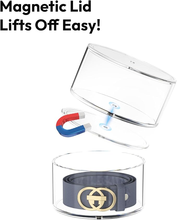 Belt Organizer for Closet Storage: Clear Acrylic 4-Layer Stackable Belt Box - Image 4