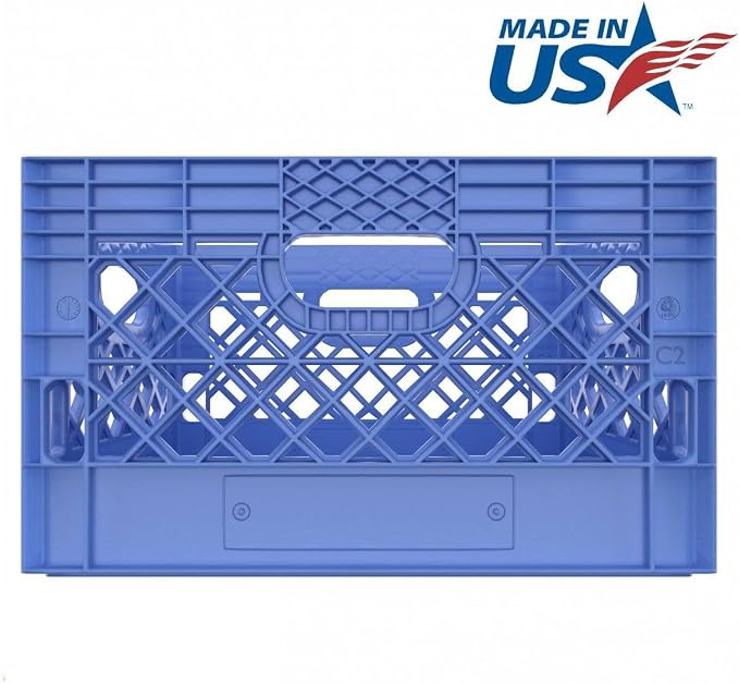 Heavy Duty Plastic Storage Milk Crates, Stackable Utility Organizer Bins - Image 2