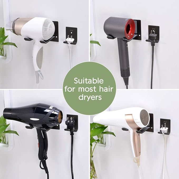 FLE Hair Dryer Holder Wall Mounted Self Adhesive, Hair Blow Dryer Rack - Image 2