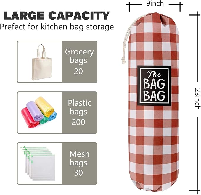 Funny Grid Bag Bag， Grocery Bags Holder Organizer - Image 3