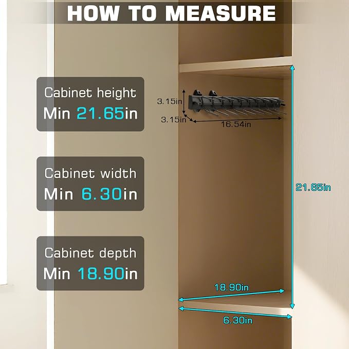 Sliding Tie Racks, 18 Tie Hanger Pull Out Belt Rack 16.5'' Aluminum Alloy - Image 5