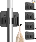 nacena Broom Holder Wall Mount, 4 Packs Black Stainless Steel Mop and Broom by NACENA