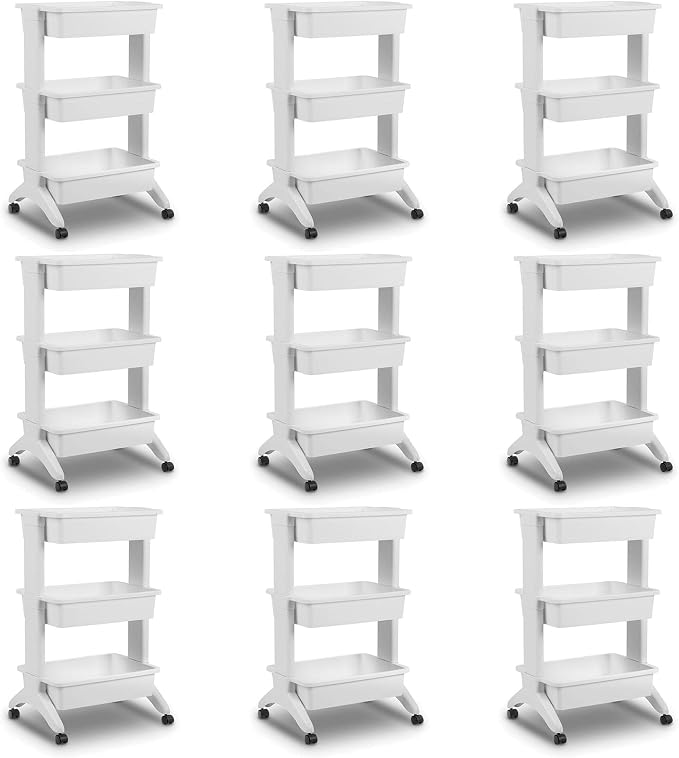 Sterilite 3 Tier Utility Cart Portable Storage Open Bin Organizer by Sterilite