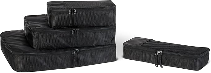 Amazon Essentials 4-Piece Packing Cubes Travel Accessories Set, Luggage by AmazonEssentials