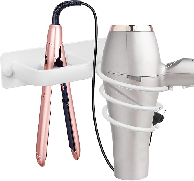 YUET Hair Dryer Holder Hairdryer Straightener Station Wall Mounted Metal Spiral by YUETforlife