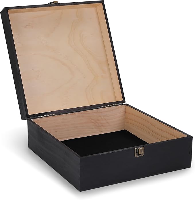 makerflo Medium Black Pine Wood Memory Box - Image 4