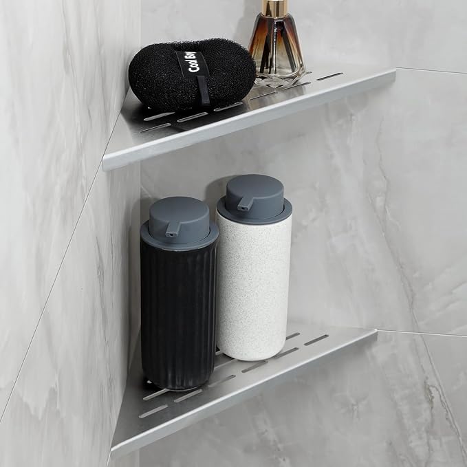 2-Pack 10" Wall Mounted Corner Shower Shelf - Image 4