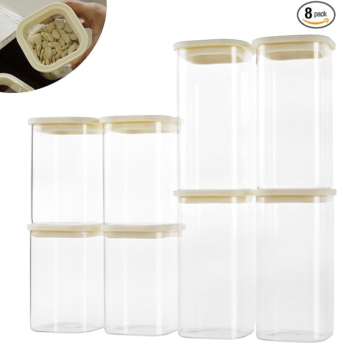 8pcs Square Pantry Glass Jars by CozNido
