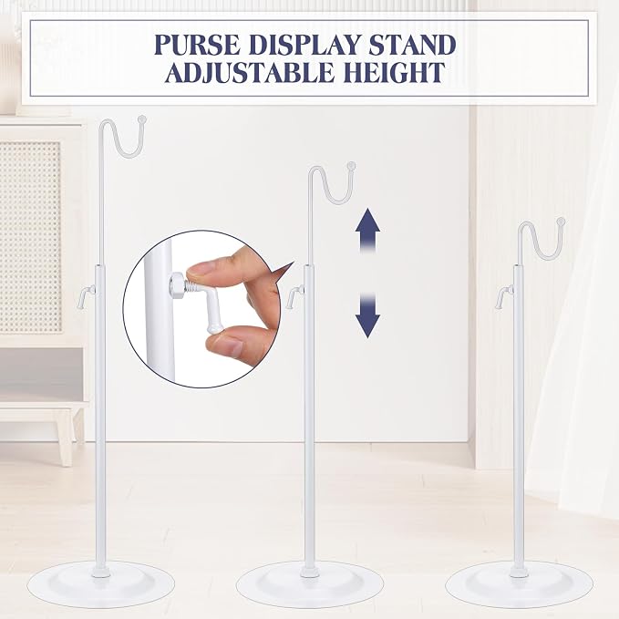 Therwen 6 Pcs Bag Display Stands Purse Display Stand Adjustable Height Handbag - Image 2
