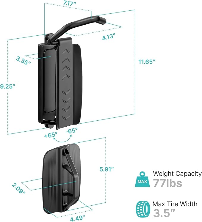 2 Pack Bike Hooks for Garage, Heavy Duty Swivel Bike Wall Mount, Holds 77 Lbs - Image 9