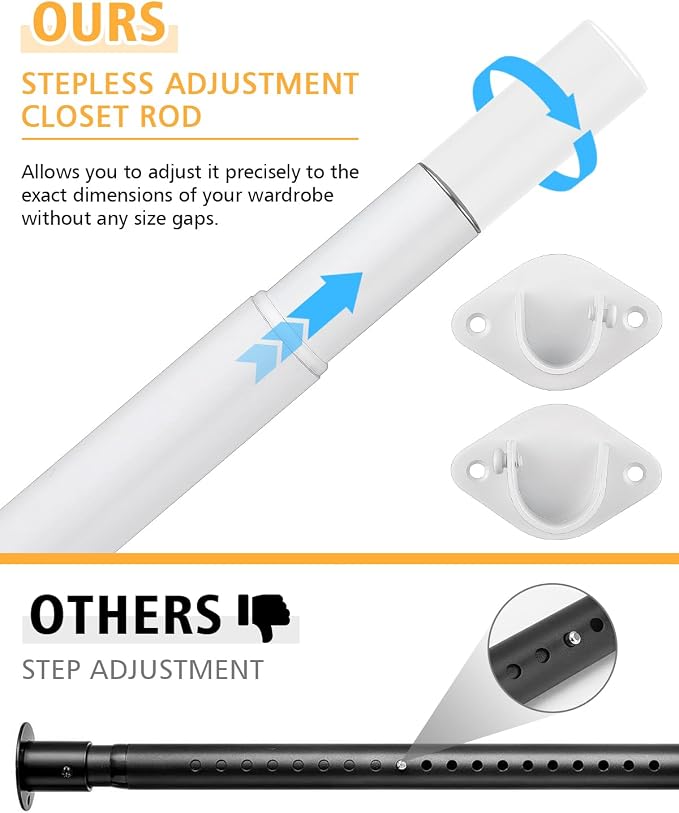 Closet Rod, 17 to 28 Inch Heavy Duty Adjustable Metal Clothing Rack - Image 2