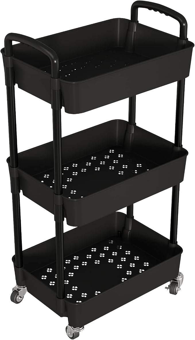 Laiensia 3-Tier Storage Carts, Mobile Shelving Unit Cart - Image 2