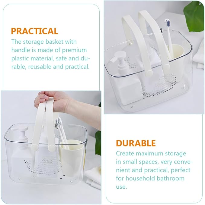 Ergonomic Handle Plastic Storage Basket Bathroom Organizer - Image 6