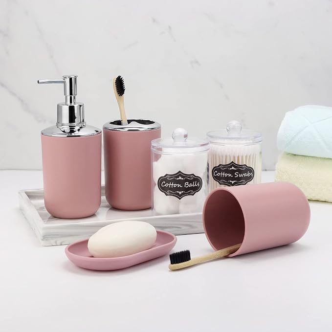 IMAVO Bathroom Accessories Set, 9 Pieces Bathroom Accessory Set, Qtip Holders - Image 4