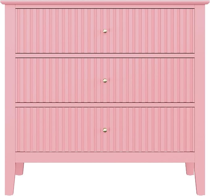 RoyalCraft Fluted 32 inch Wide Nightstand Set of 2, Large Pink Nightstand - Image 9