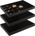 Rocutus Jewelry Organizer Tray, 3 Pack Velvet 24 Grid Earring Holder Stackable by Rocutus
