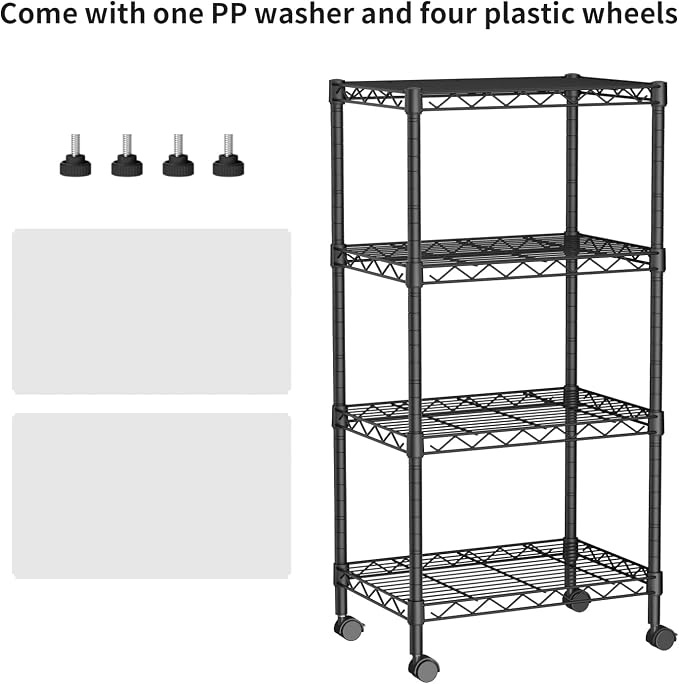 Small 4 Tier Shelves Storage Wire Shelving Unit Metal Shelf Adjustable - Image 4
