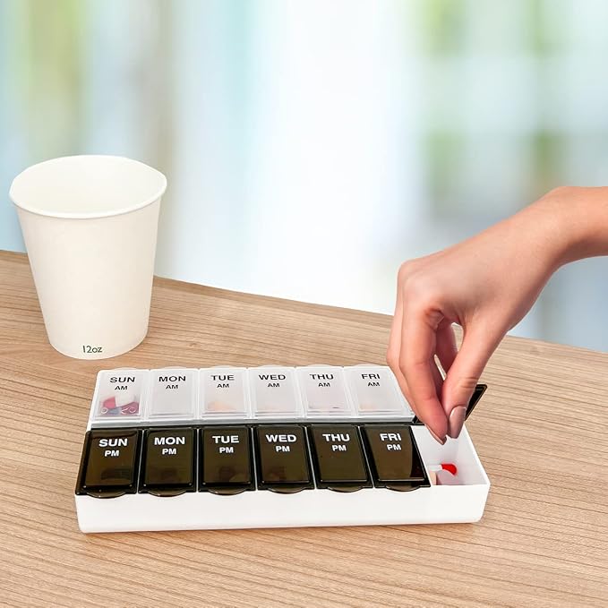 Amazon Basic Care 7-Day AM/PM Pill Organizer | Large Compartments | 2 Times - Image 6