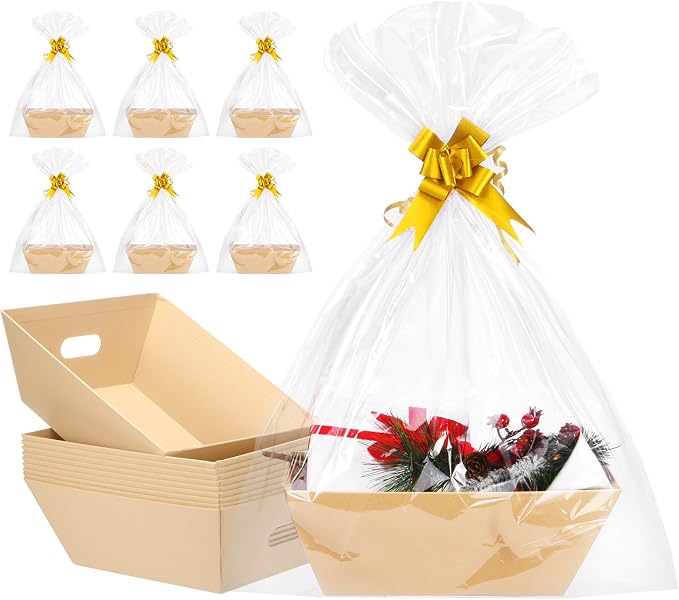 AFOROEOA 10PACK Baskets For Gifts Empty, 10x12”Thick Kraft Gift Basket by AFOROEOA