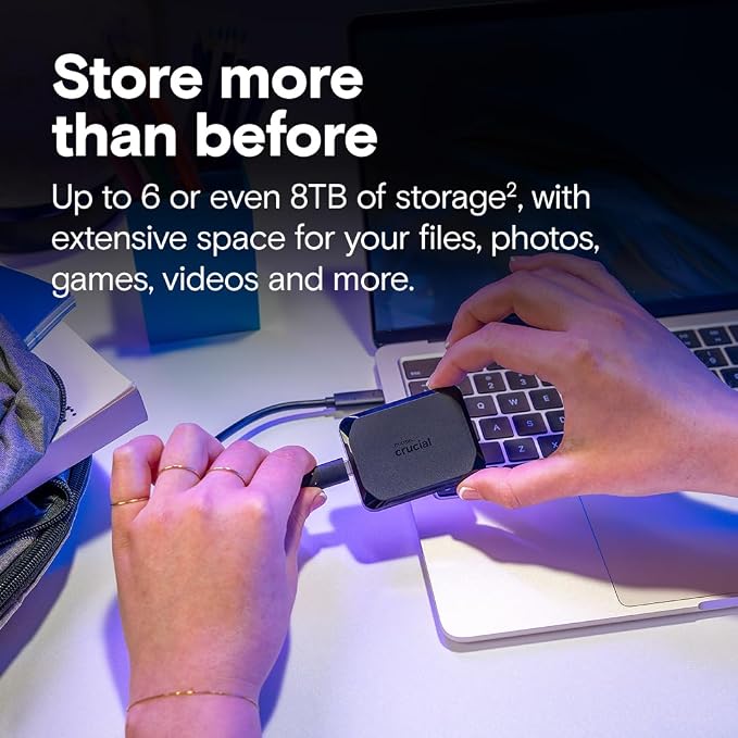 Crucial X10 2TB Portable SSD, USB 3.2 USB-C, External Solid State Drive - Image 2